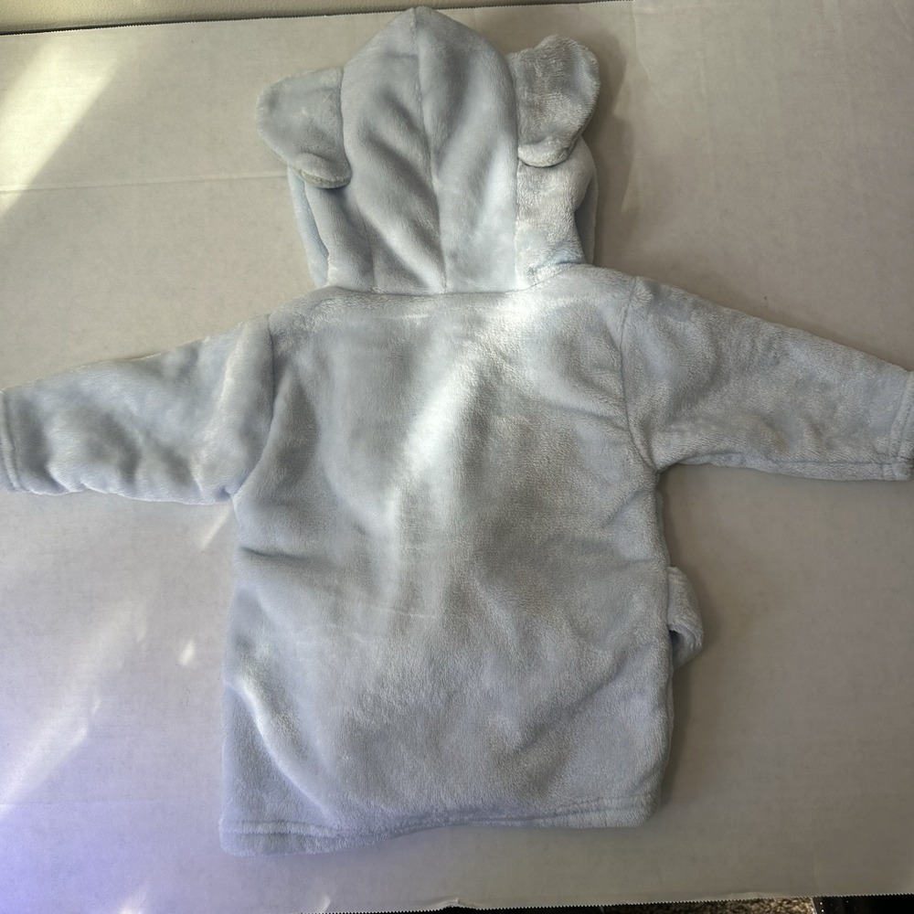 Light Blue Plush Elephant Hooded Bathrobe Soft Fleece Animal Robe with Tie Waist - Picture 3 of 4